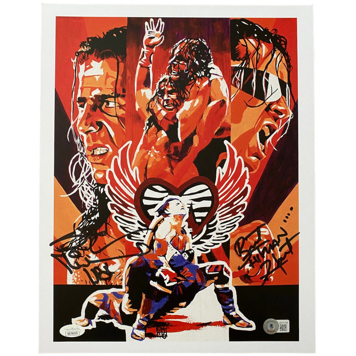 Shawn Michaels vs Bret The Hitman Hart Schamberger 11 x 14 Poster - JSA & BECKETT DUAL AUTOGRAPHED