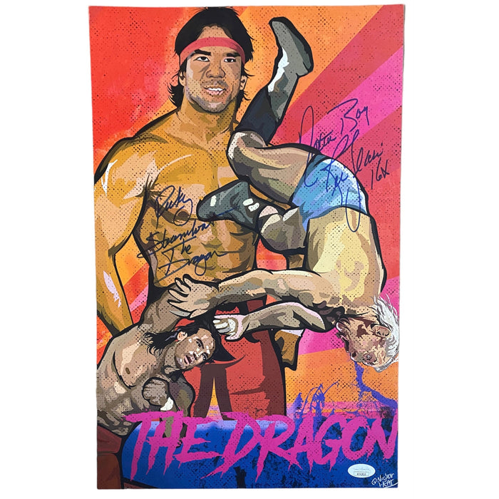 Ricky The Dragon Steamboat & Ric Flair Nuclear Heat 11x17 Poster - JSA Dual Autographed