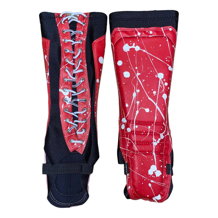 Red Paint Style on Lace-Up Black Kickpads