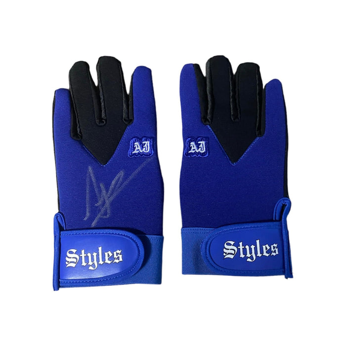 AJ Styles Blue Gloves - JSA Autographed