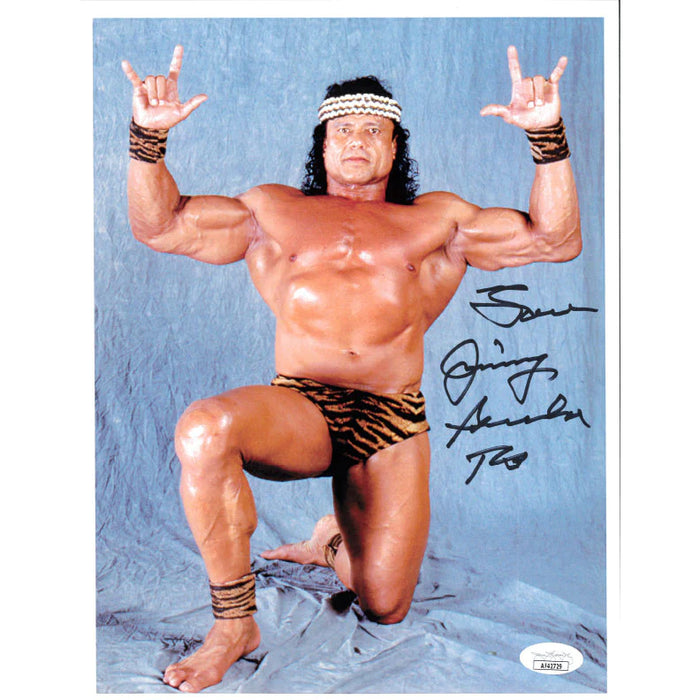 Jimmy Snuka Classic Love Pose 8.5 x 11 Promo - JSA AUTOGRAPHED