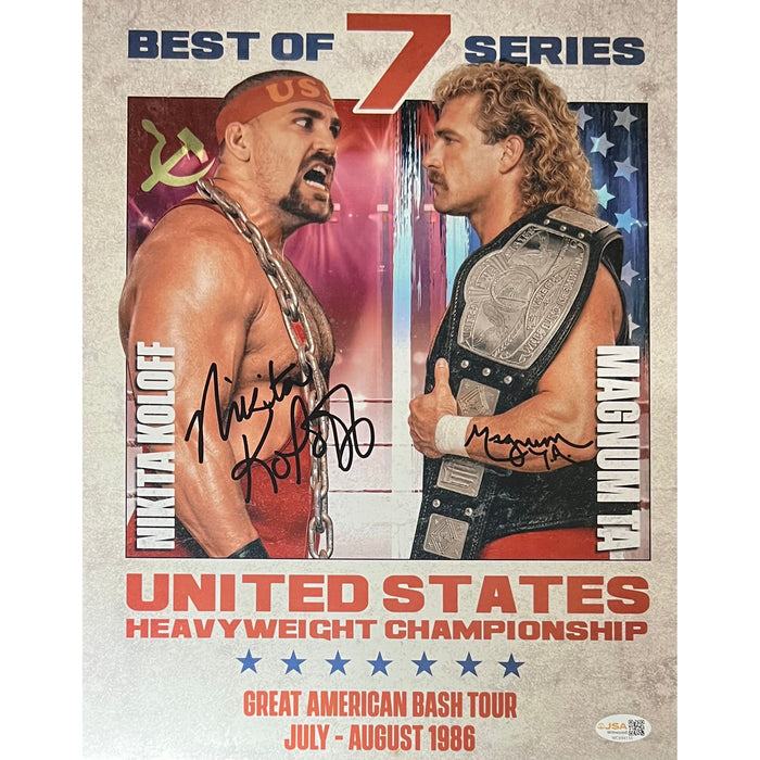 Nikitta Koloff & Magnum TA Best Of 7 11x14 Metallic Poster - JSA Dual Autographed