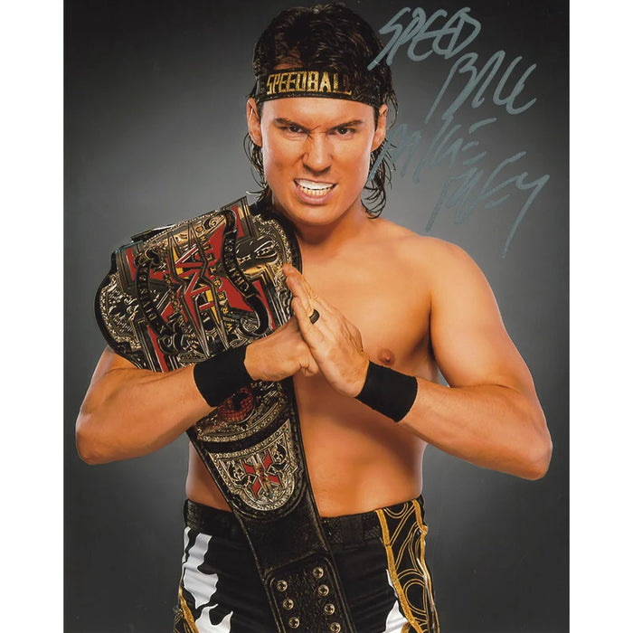 Speedball Mike Bailey Salute with X-Division Title 8 x 10 Promo - AUTOGRAPHED