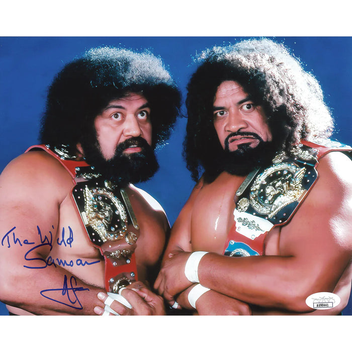 Wild Samoans (Afa Only) Blue BG 8 x 10 Promo - JSA AUTOGRAPHED