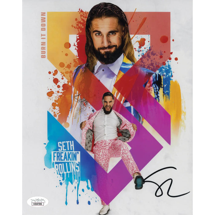 Seth Rollins SR Logo BID AsylumGFX METALLIC 8 x 10 Promo - JSA AUTOGRAPHED