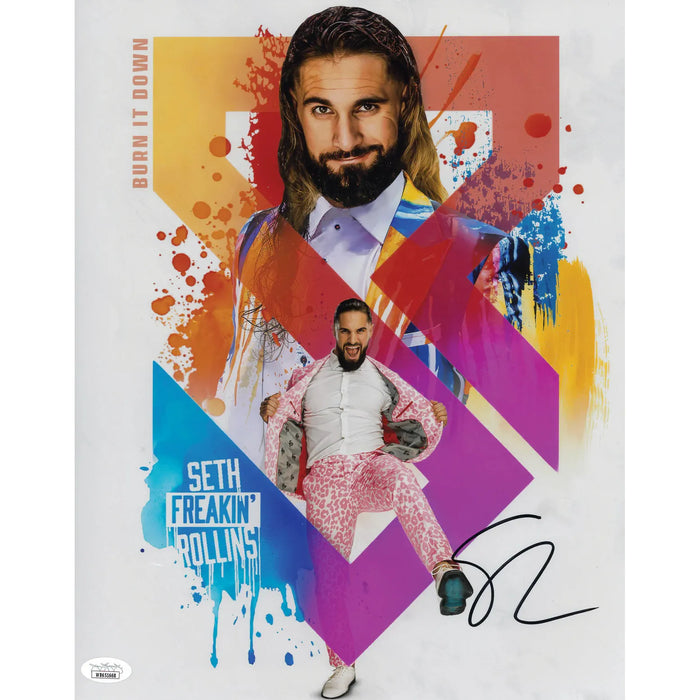 Seth Rollins SR Logo BID AsylumGFX METALLIC 11 x 14 Poster - JSA AUTOGRAPHED