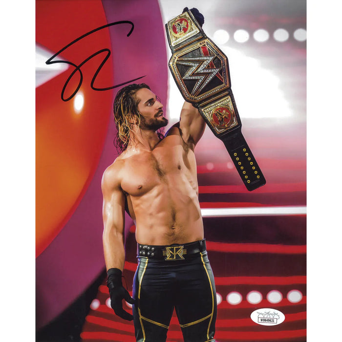 Seth Rollins WWE World Title WM31 8 x 10 Promo - JSA AUTOGRAPHED
