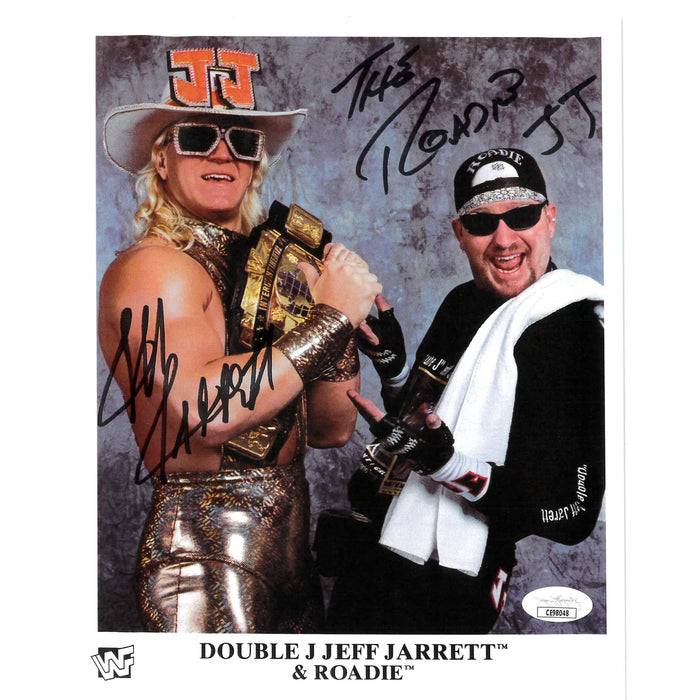 Double J Jeff Jarrett & Roadie  8x10 RP Promo - JSA - Autographed
