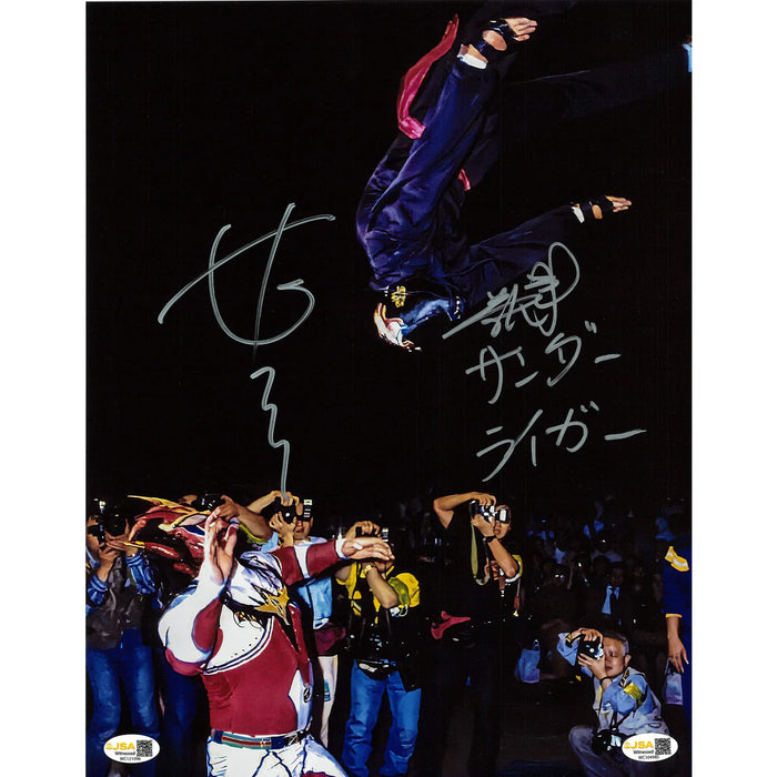 Great Sasuke airborn vs Jushin Thunder Liger 8 x 10 Promo - JSA Autographed