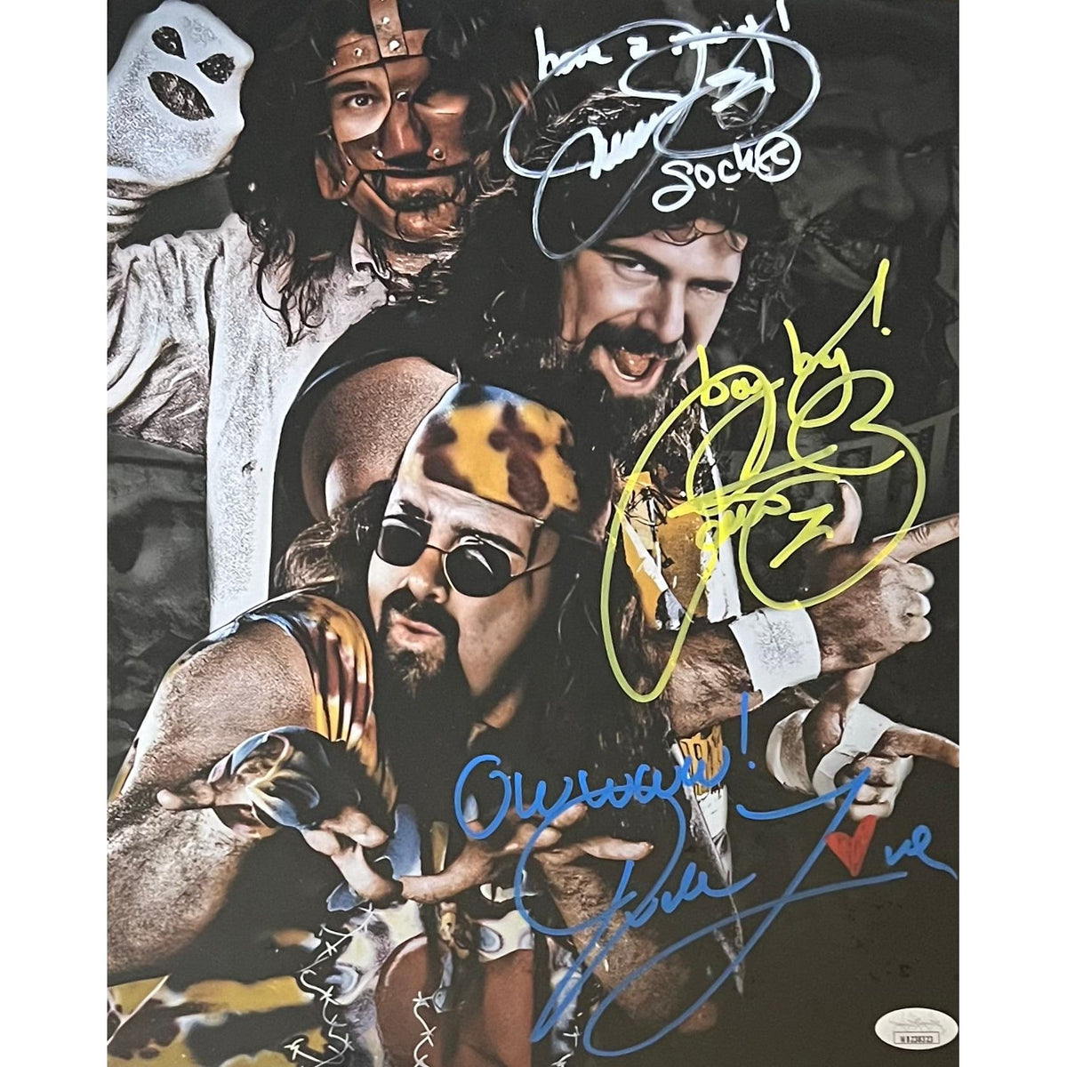Metallic Foley 3 Faces Of Mick Foley 11x14 Metallic Poster - Triple JSA Autographed ...