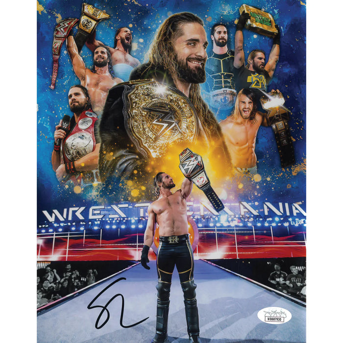 Seth Rollins Collage AsylumGFX METALLIC 8 x 10 Promo - JSA AUTOGRAPHED
