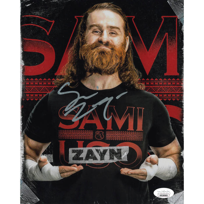 Sami Zayn AsylumGFX Duct Tape Shirt METALLIC 8 x 10 Promo - JSA AUTOGRAPHED