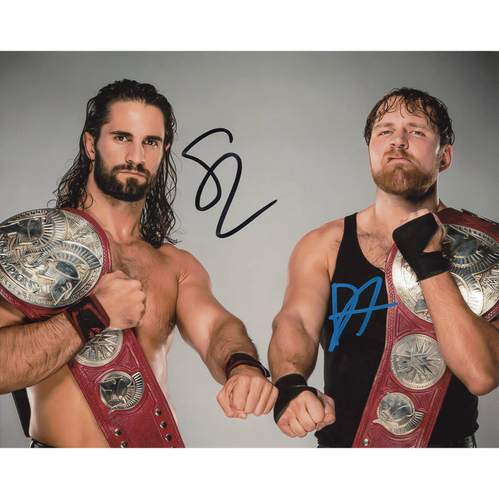 Seth Rollins & Dean Ambrose Raw Tag Belts 8 x 10 Promo - JSA DUAL AUTOGRAPHED