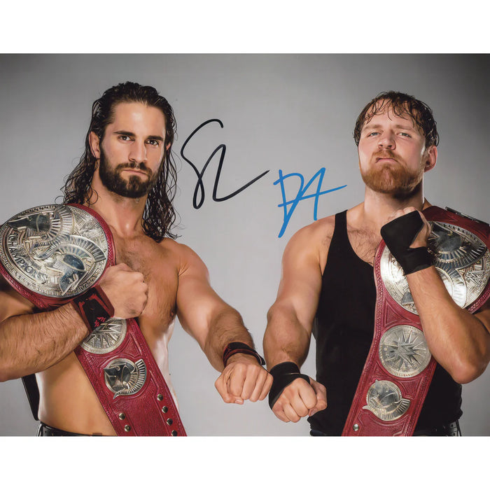 Seth Rollins & Dean Ambrose Raw Tag Belts 11 x 14 Poster - JSA DUAL AUTOGRAPHED
