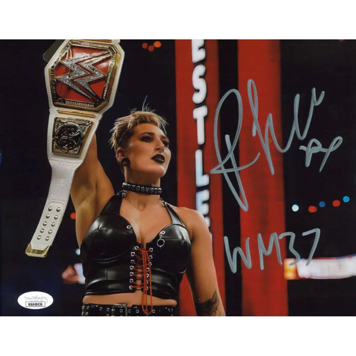 Rhea Ripley In Ring Raw Title WM37 8 x 10 Promo - JSA AUTOGRAPHED