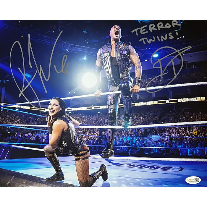 Rhea Ripley & Damien Priest 11x14 Poster - JSA Dual Autographed
