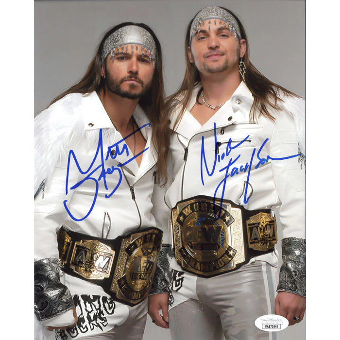 Young Bucks Half Pose White 8 x 10 Promo - JSA DUAL AUTOGRAPHED