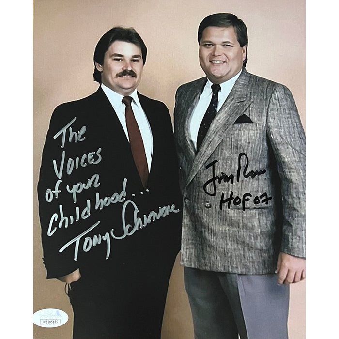 Tony Schiavone & Jim Ross Voices 8 x 10 Promo - JSA DUAL AUTOGRAPHED