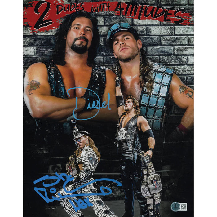Shawn Michaels & Diesel Metallic 8 x 10 Promo - Beckett Autographed