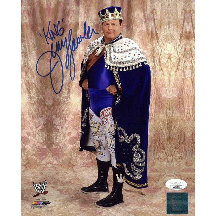 Jerry "The King" Lawler Tan Background original photo file 8x10 JSA Autographed
