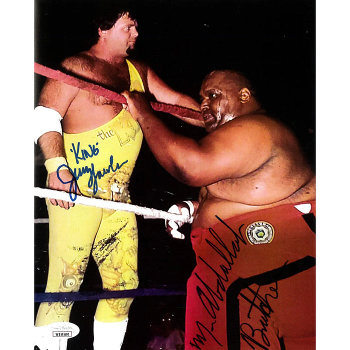 Jerry Lawler x Abdullah The Butcher Dual Signed 8x10 JSA Autographed