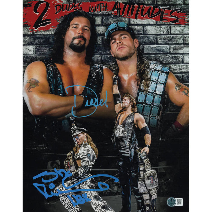 Shawn Michaels & Diesel Metallic 11 x 14 Poster - Beckett Autographed