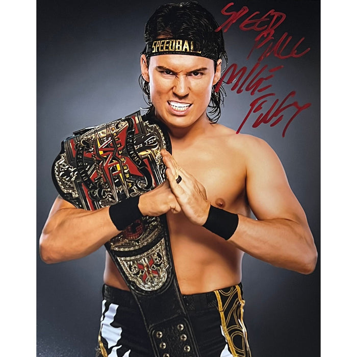 Speedball Mike Bailey Salute with X-Division Title 8 x 10 Promo - AUTOGRAPHED