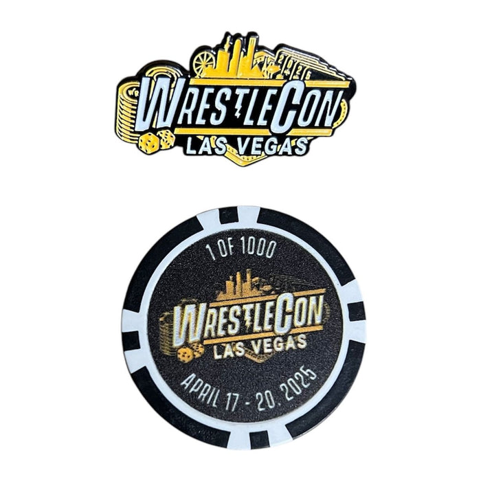 WrestleCon Las Vegas 2025 Exclusive Pin & Poker Chip Combo