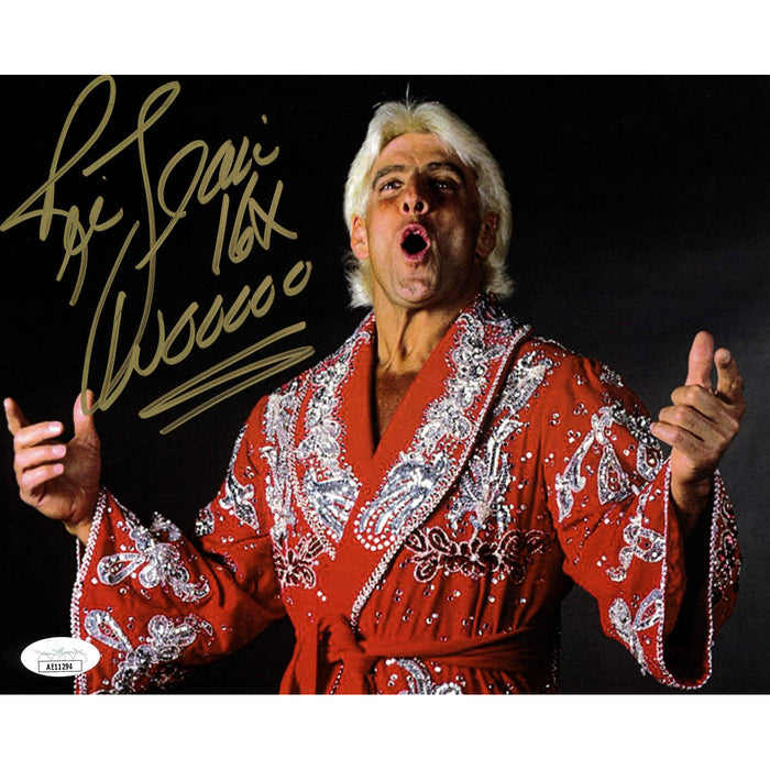 Ric Flair Red Robe 8 x 10 Promo - JSA AUTOGRAPHED